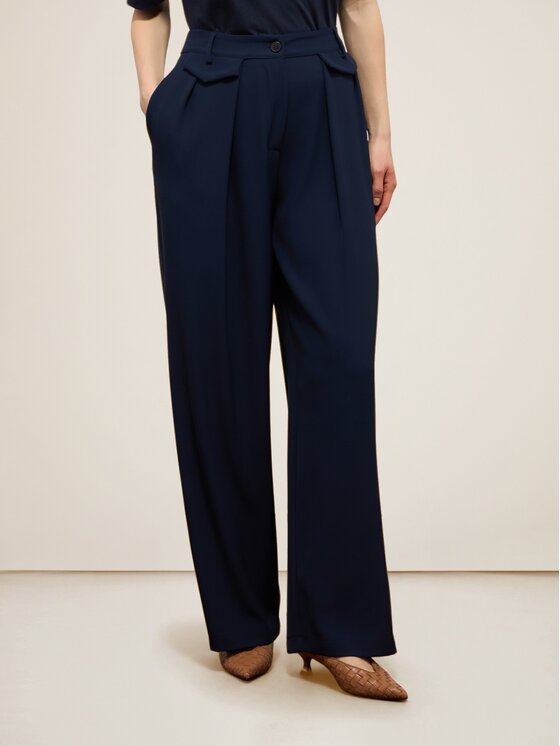 Oltre Oltre Pantaloni di tessuto P098R008753N034 Blu Baggy Fit