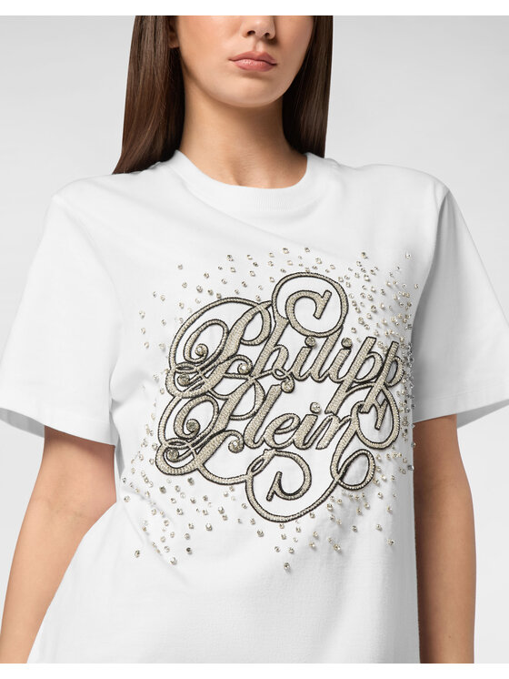 PHILIPP PLEIN PHILIPP PLEIN T-Shirt 23593 Biały Over Fit