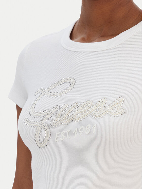 Guess Guess T-Shirt W6RI22 KA0H1 Bílá Slim Fit