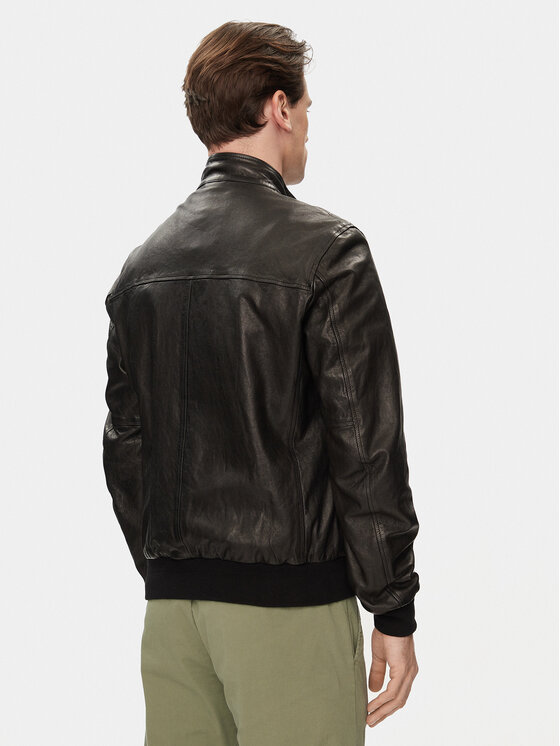 Aeronautica Militare Aeronautica Militare Kožená bunda 241PN5040PL147 Čierna Regular Fit