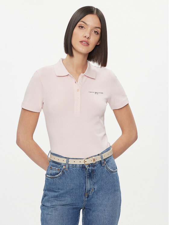 Tommy Hilfiger Tommy Hilfiger Polo marškinėliai Logo WW0WW41032 Rožinė Slim Fit