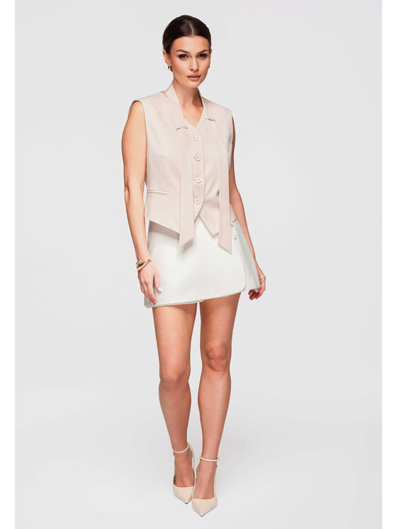 Ombre Ombre Kamizelka OW-VE-E0004 Beżowy Slim Fit