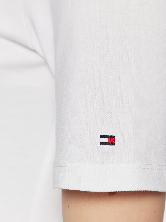 Tommy Hilfiger Tommy Hilfiger Тениска с яка и копчета Logo WW0WW37628 Бял Slim Fit