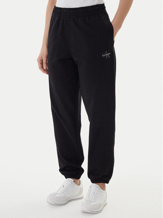 Calvin Klein Jeans Pantaloni trening Foil Monologo LV047E826G Negru Regular Fit