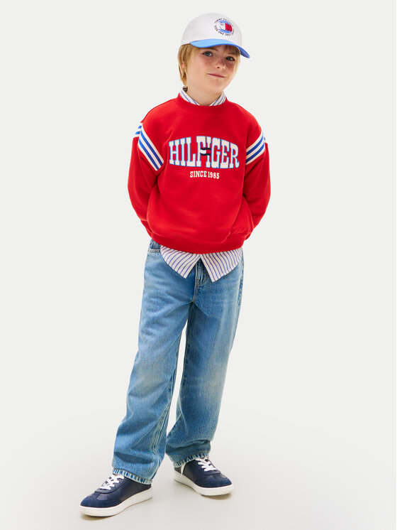 Tommy Hilfiger Tommy Hilfiger Majica dugih rukava Wavy Flag KB0KB10260 Crvena Regular Fit