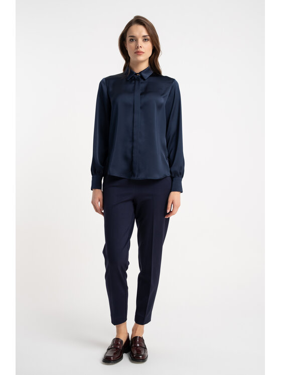 CLICK CLICK Spodnie materiałowe 30-454 Granatowy Slim Fit