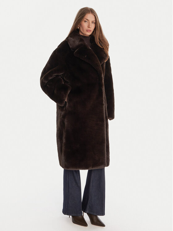 Guess Guess Кожено палто W5BL95 WJ110 Кафяв Regular Fit