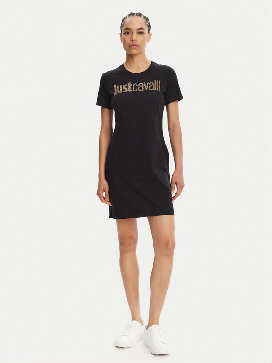 Just Cavalli Just Cavalli Hétköznapi ruha 78PAOE15 Fekete Regular Fit