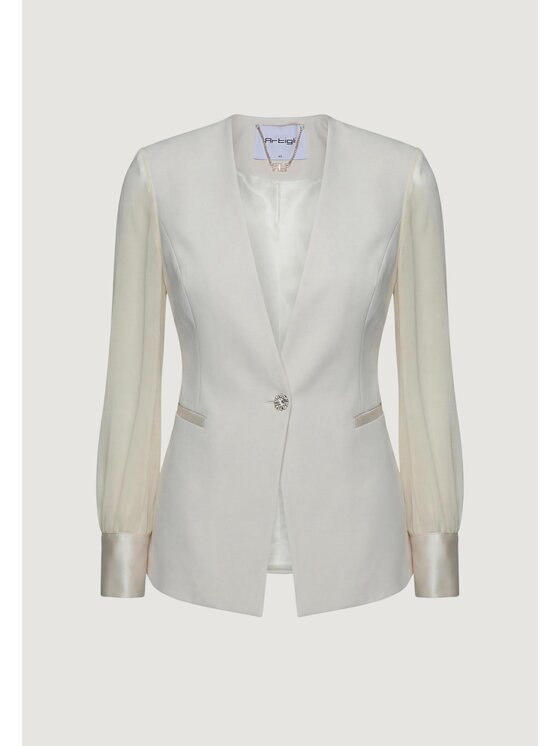 Artigli Artigli Giacca da donna MANICHE TRASPARENTI Bianco Blazer Fit