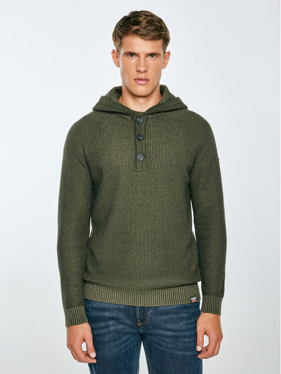 BIG STAR BIG STAR Sweter CARLSON Zielony Basic Fit