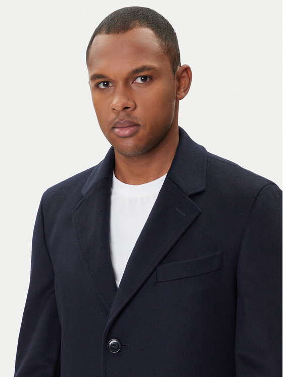 BOSS BOSS Płaszcz wełniany Hyde 50549187 Granatowy Slim Fit