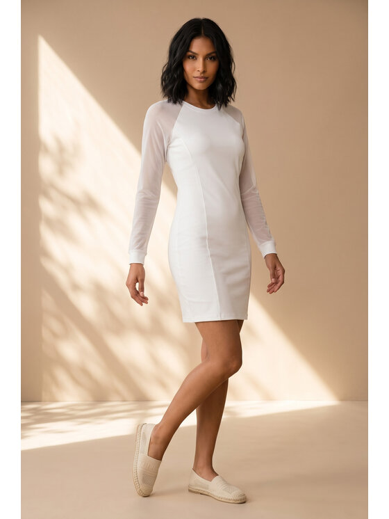 FIGL FIGL Každodenní šaty M1354 Krémová Straight Fit