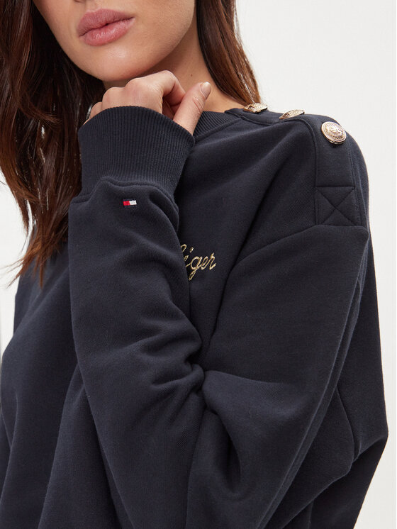 Tommy Hilfiger Tommy Hilfiger Džemperis Gold Button WW0WW41235 Tamsiai mėlyna Regular Fit