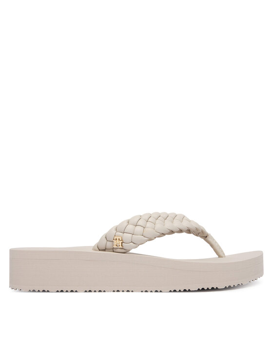 Tommy Hilfiger Tommy Hilfiger Flip flop Th Wedge Cornrow Beach Sandal FW0FW09037 Écru