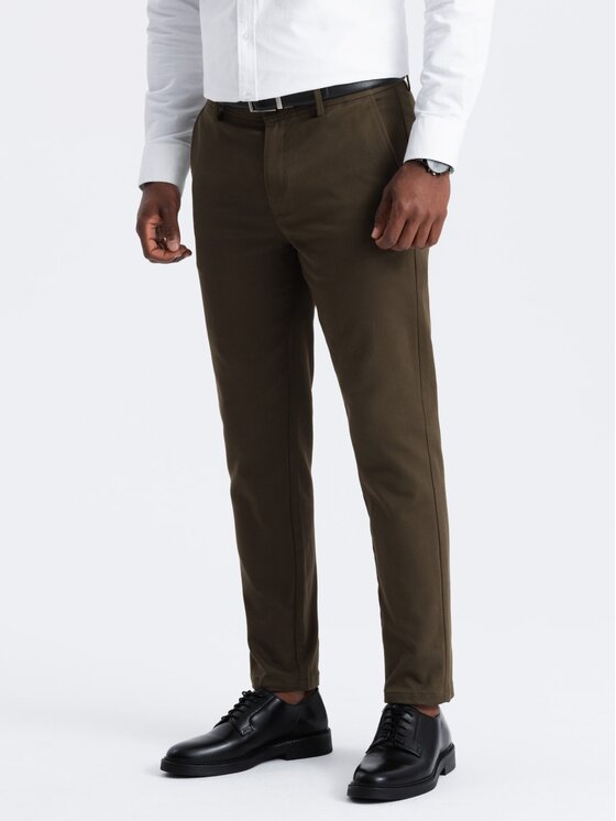 Ombre Ombre Chinosy OM-PACP-0190 Khaki Regular Fit