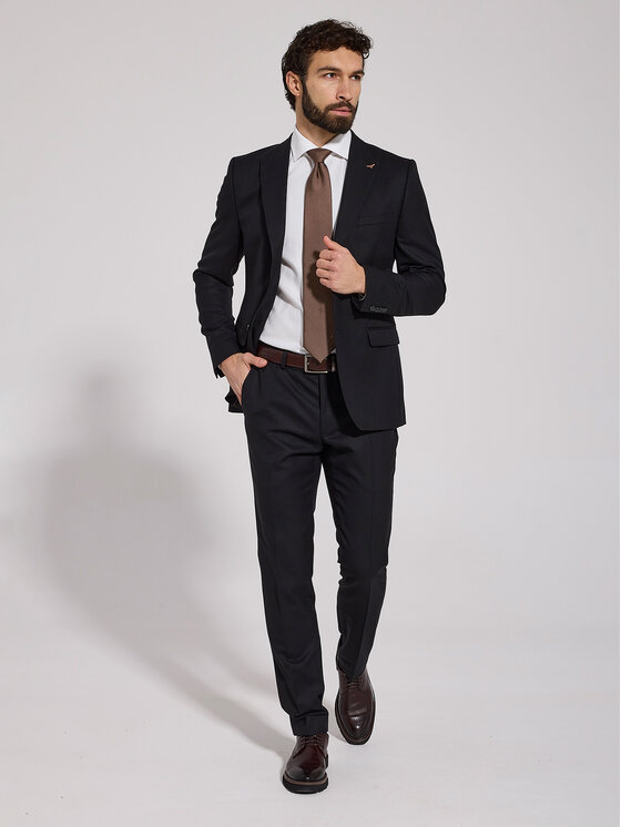 VILLARO VILLARO Garnitur GAR230VIM Czarny Slim Fit