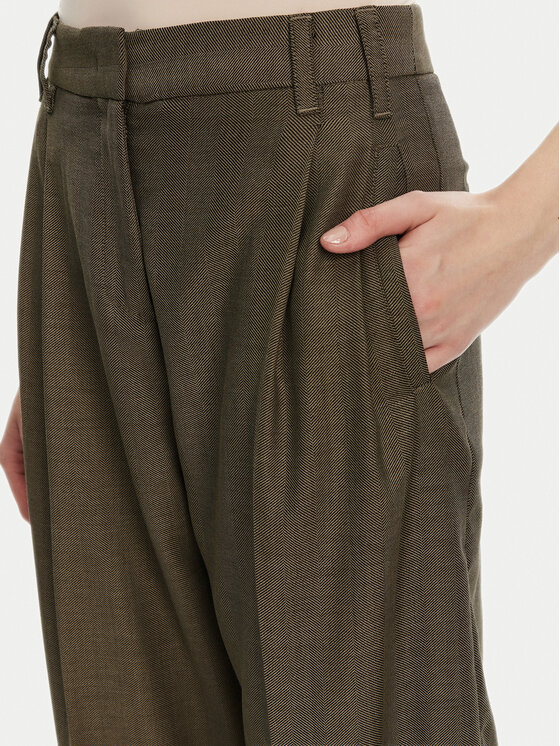 Marella Marella Spodnie materiałowe Hull 2523136161 Khaki Loose Fit