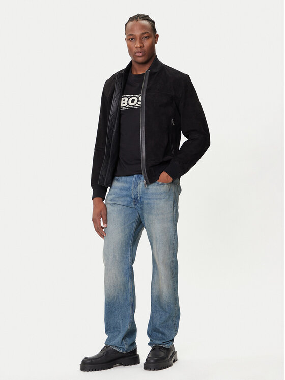 BOSS BOSS Кожено яке Johice 50543505 Черен Regular Fit