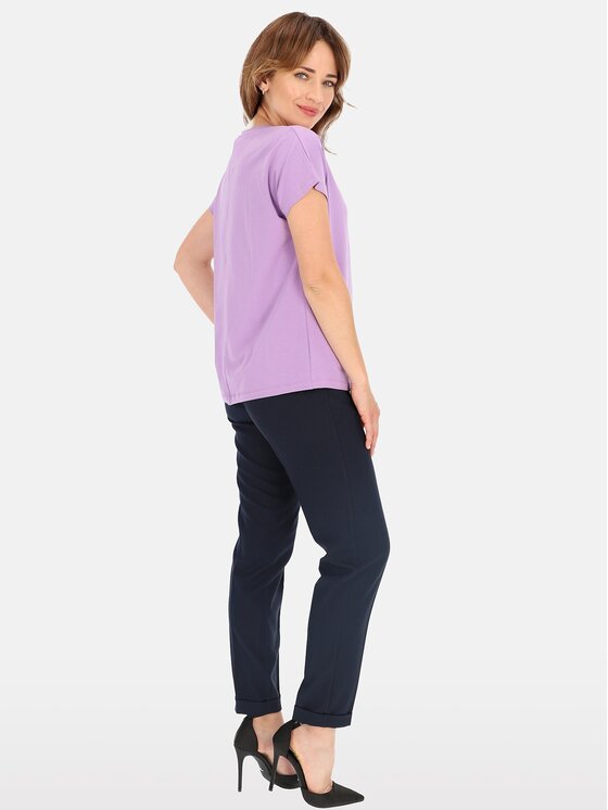 Perso Perso T-Shirt TCE243000F Fioletowy Regular Fit