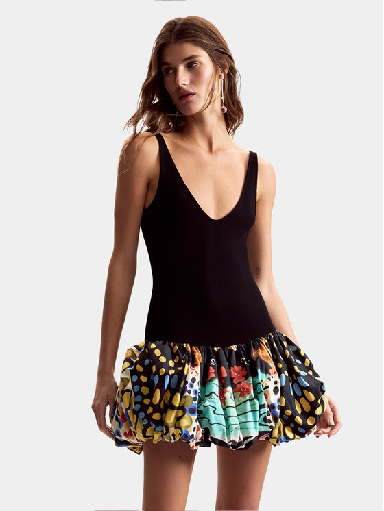 Desigual Rochie cocktail Sparckler Lacroix 26SWVK11 Negru Slim Fit