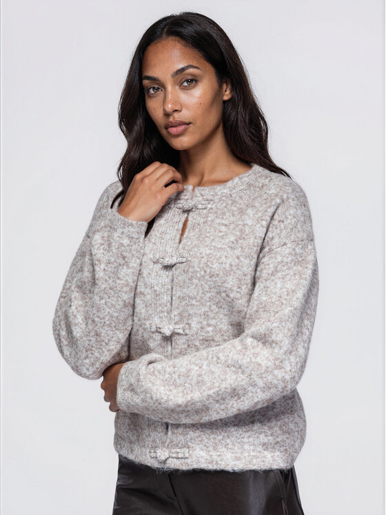 Ombre Ombre Sweter OW-SW-E0061 Beżowy Relaxed Fit