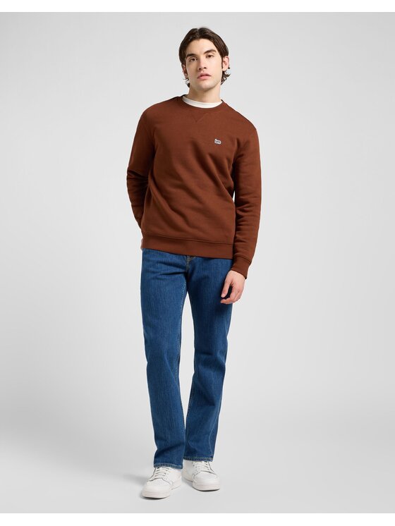 Lee Lee Bluza PATCH CREW SWS Brązowy Comfort Fit