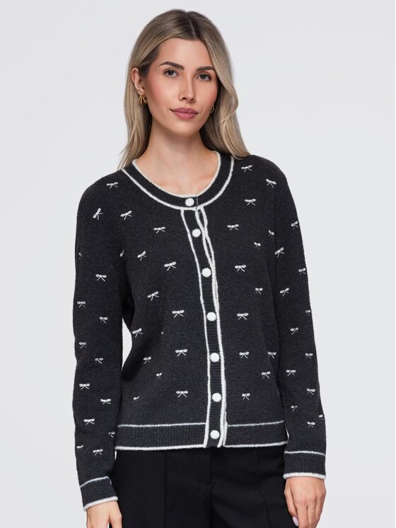 Ombre Ombre Kardigan OW-SW-E0032 Szary ciemny Regular Fit