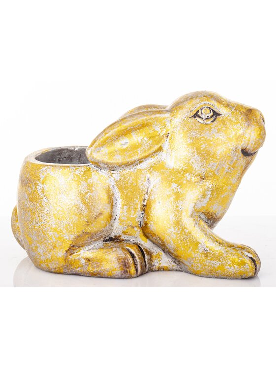 MIAhome MIAhome Osłonka cementowa 15x13x22 cm KRÓLIK Złoty