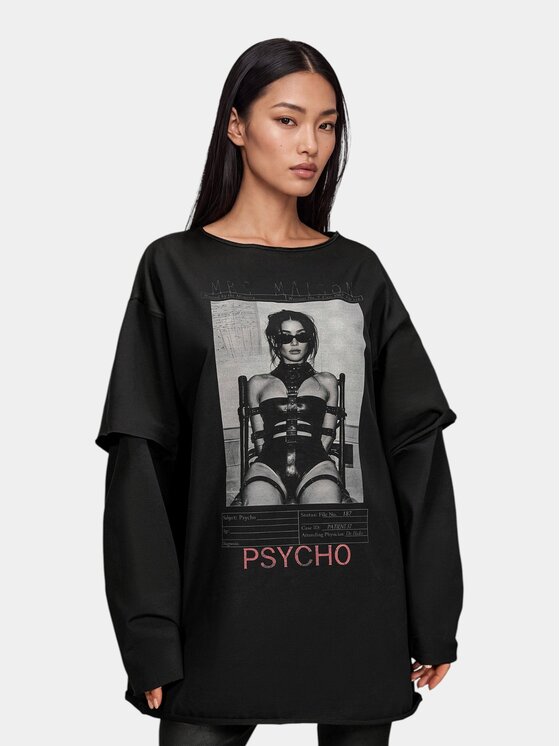 MADE BY SOCIETY MADE BY SOCIETY T-Shirt Tricou PSYCHO - T27893 Czarny Basic Fit