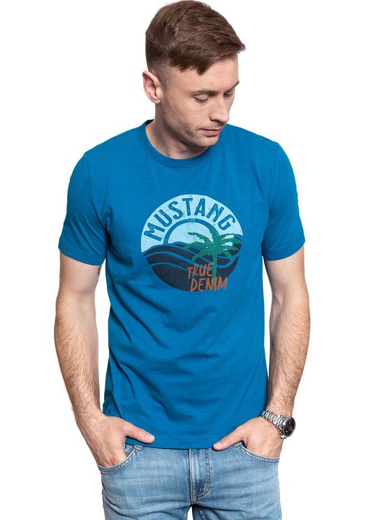 Mustang Mustang T-shirt ALEX C PRINT Blu Regular Fit