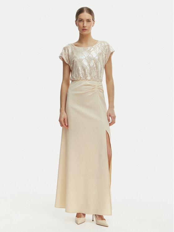 Rinascimento Rinascimento Abendkleid CFC0020276002 Beige Slim Fit