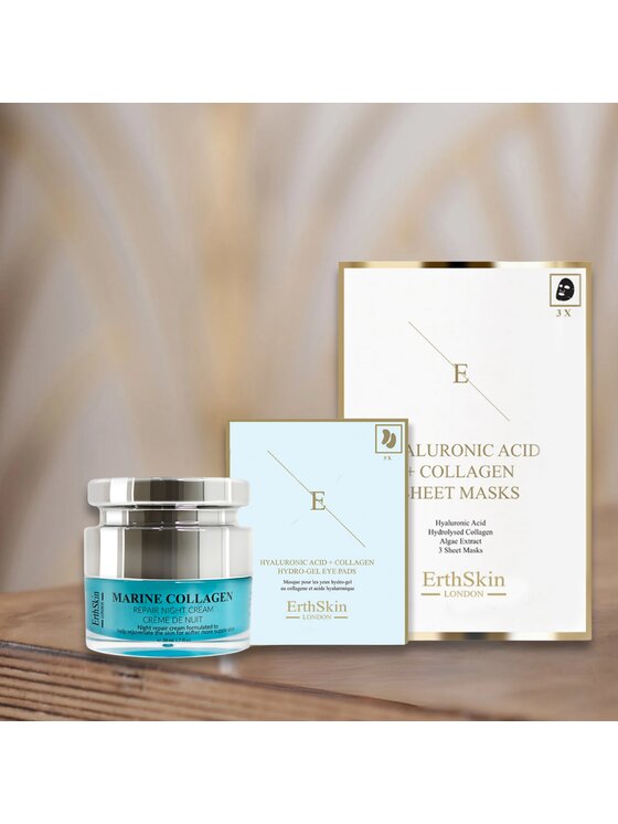 Erthskin London Erthskin London Kolagen Morski Krem + Kwas Hialuronowy & Maska Kolagenowa + Hydrożelowe Płatki Pod Oczy Krem na noc