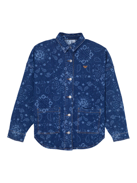 Roxy Roxy Džinsa krekls Kick Back Washed ERJWT03750 Zils Relaxed Fit