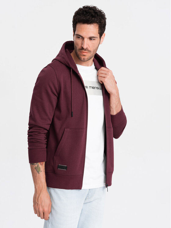 Ombre Ombre Mikina OM-SSBZ-0160 Bordó Regular Fit