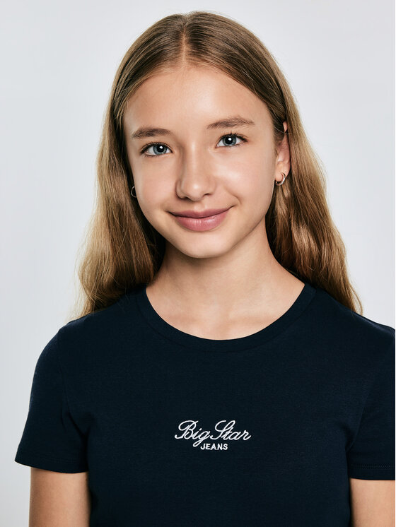 BIG STAR BIG STAR T-Shirt TOMSA Granatowy Slim Fit