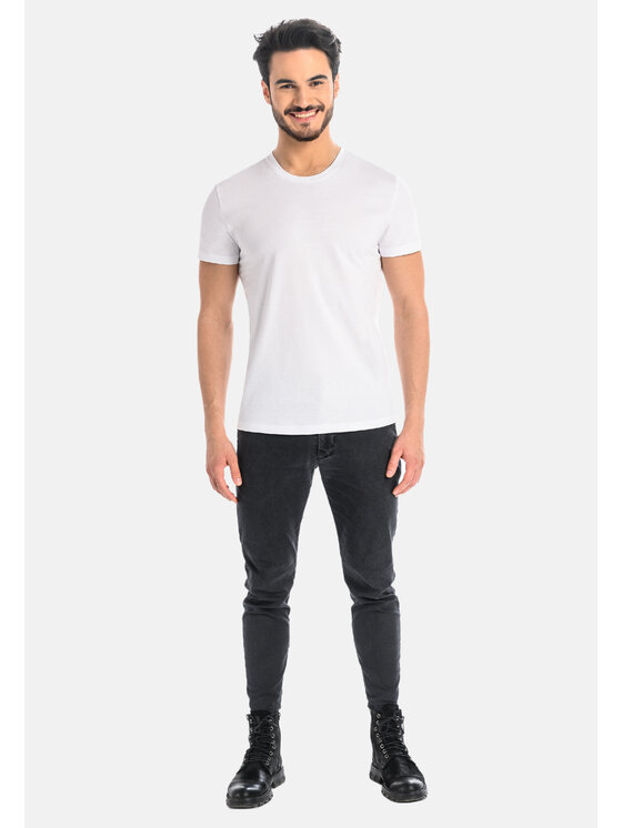 Teyli Teyli T-Shirt męski bawełniany Luca Biały Classic Fit
