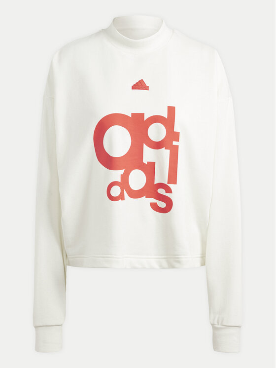 adidas adidas Majica dugih rukava French Terry Print IS4284 Bijela Loose Fit