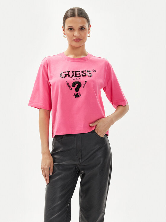 Guess T-krekls Aurelie V4YI06 I3Z14 Rozā Boxy Fit