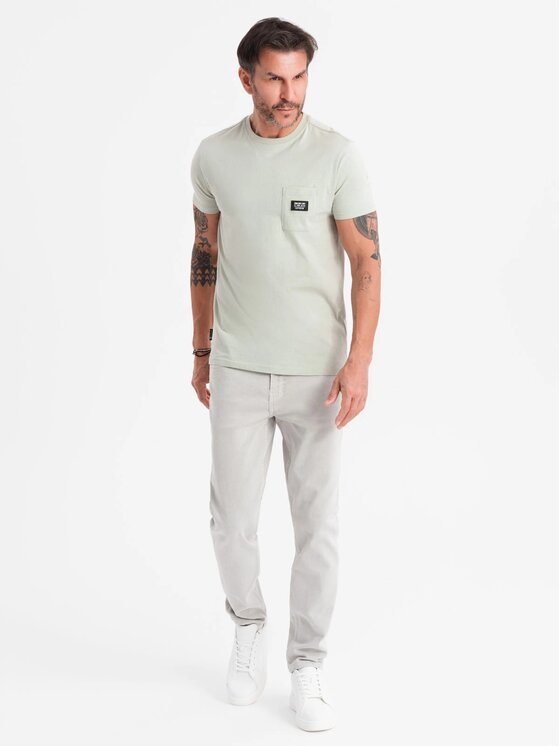 Ombre Ombre T-Shirt OM-TSCT-0109 Szary Classic Fit