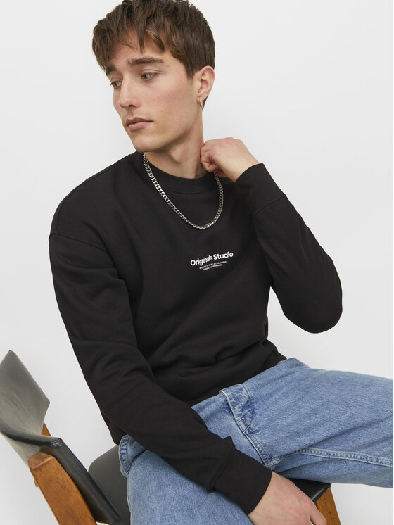 Jack&Jones Jack&Jones Majica dugih rukava Vesterbro 12241694 Crna Relaxed Fit