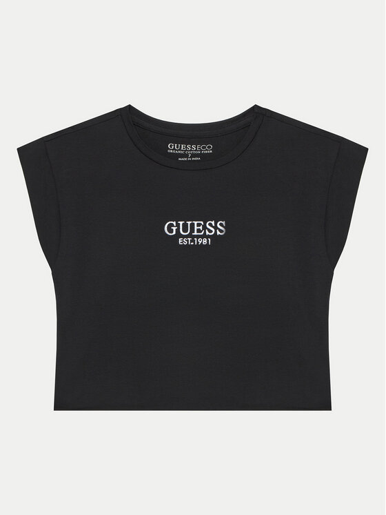 Guess T-krekls J4BI34 J1314 Melns Boxy Fit