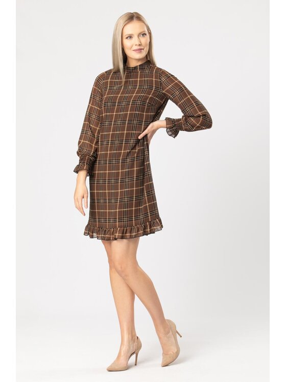 QUIOSQUE QUIOSQUE Každodenné šaty 13-TK-4160 Hnedá Regular Fit