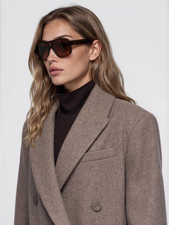 Ombre Ombre Płaszcz przejściowy OW-COLC-0130 Brązowy jasny Relaxed Fit