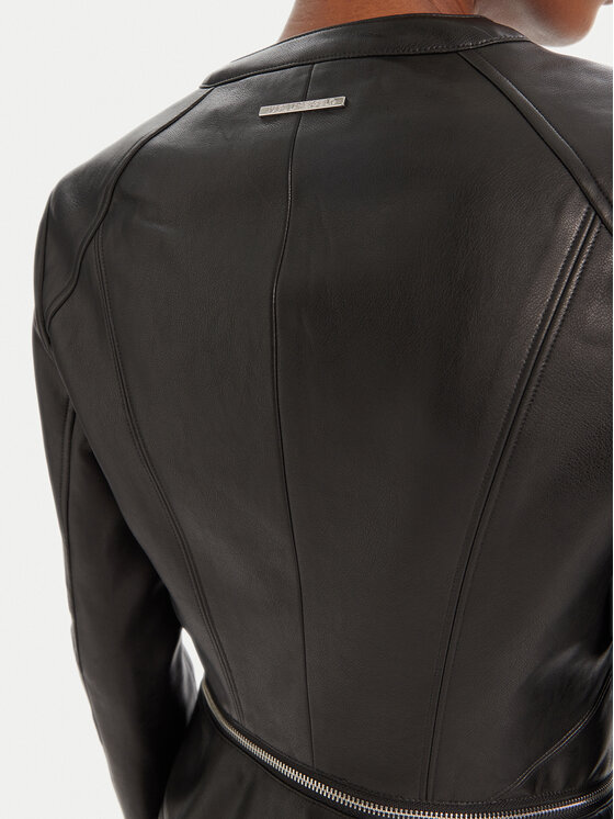 KARL LAGERFELD KARL LAGERFELD Bunda z imitace kůže A3W14050 Černá Slim Fit
