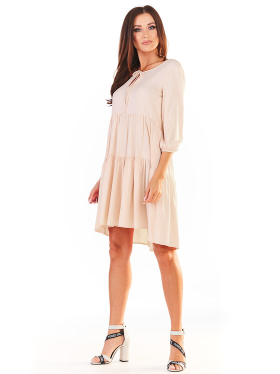 Awama Awama Sukienka letnia A359 Beżowy Basic Fit