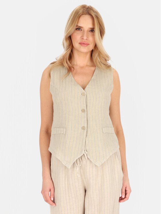 Perso Perso Kamizelka CHCE255487F Beżowy Regular Fit