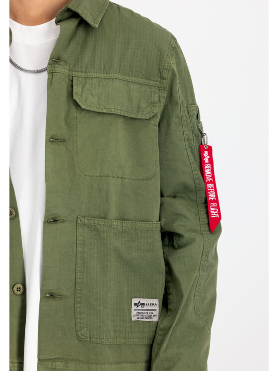 Alpha Industries Alpha Industries Koszula Color Block Overshirt Zielony Regular Fit