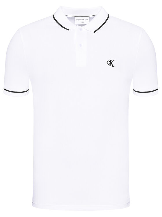 Calvin Klein Jeans Calvin Klein Jeans Polo marškinėliai J30J315603 Balta Slim Fit