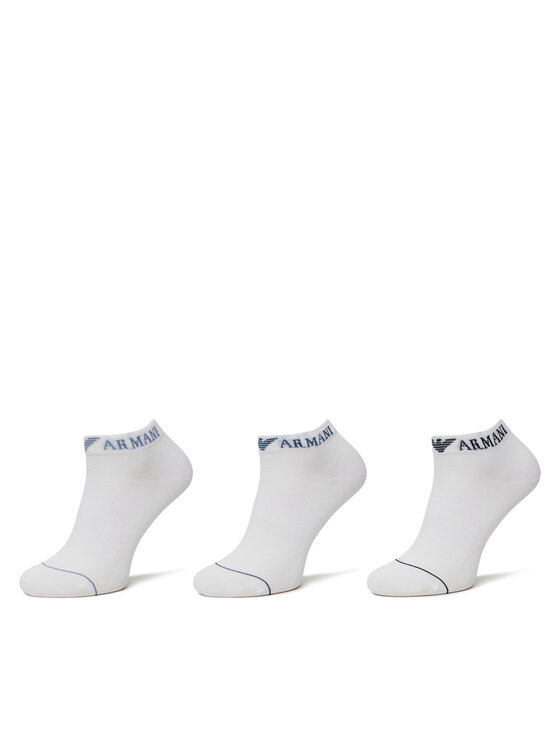 Set de 3 perechi de șosete medii pentru bărbați Emporio Armani EM000550 AF12276 M0066 Alb