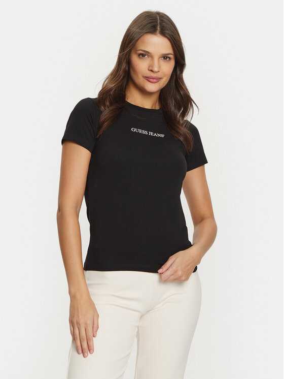 Guess Jeans Guess Jeans T-Shirt W4YI01 J1314 Černá Regular Fit